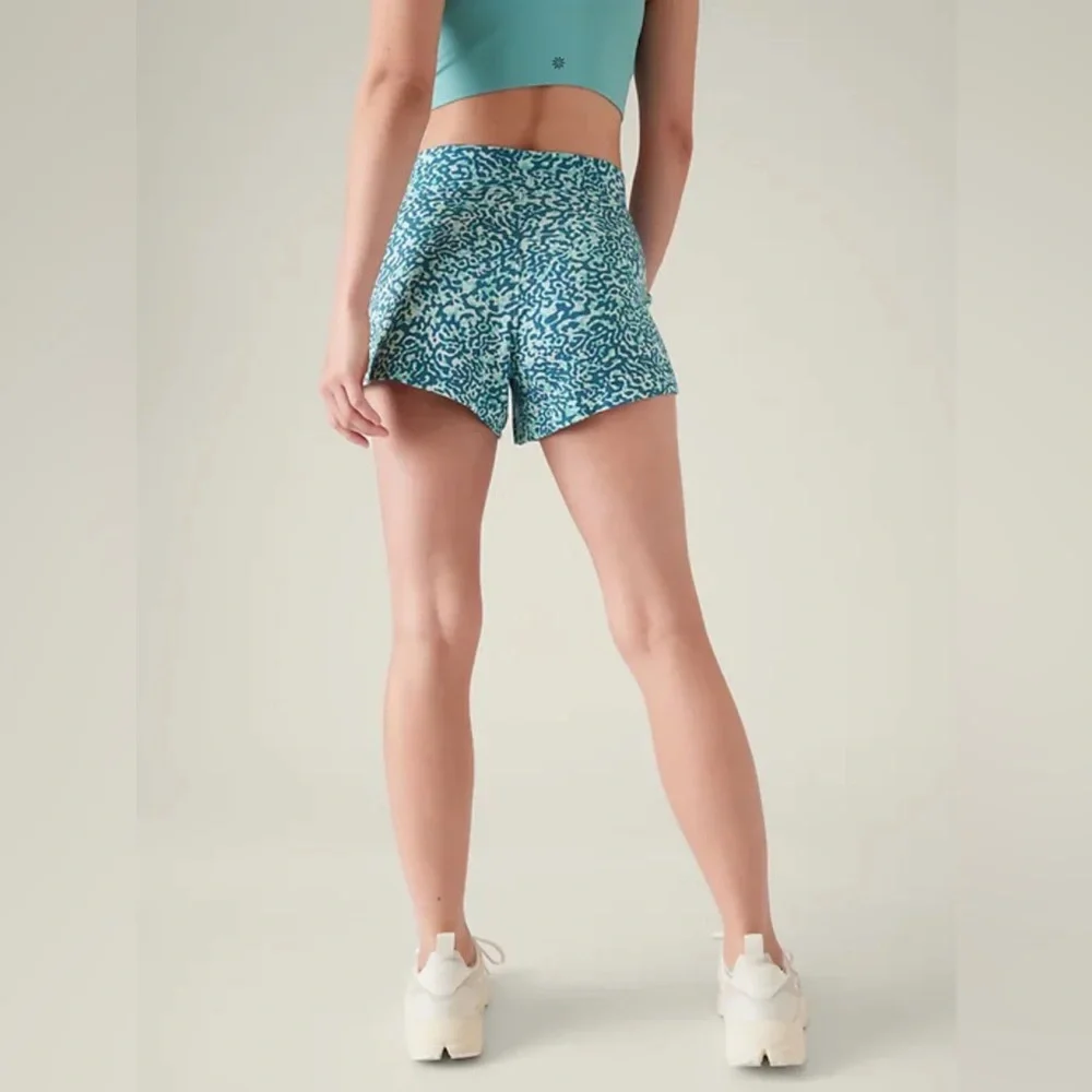 NWT Athleta Balance 4” Shortie Blue Teal White XS